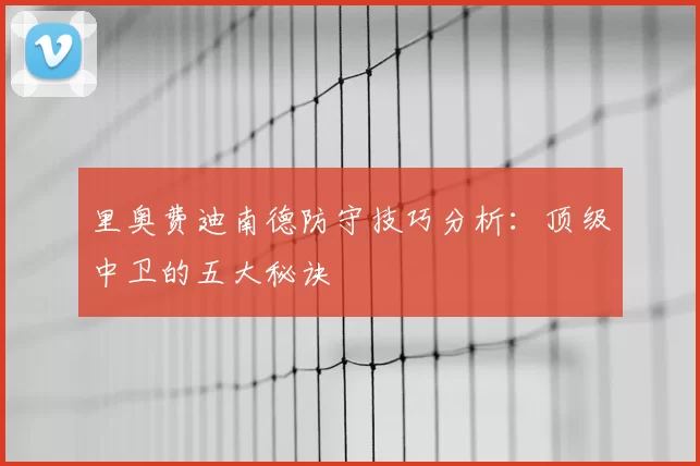 里奥费迪南德防守技巧分析:顶级中卫的五大秘诀